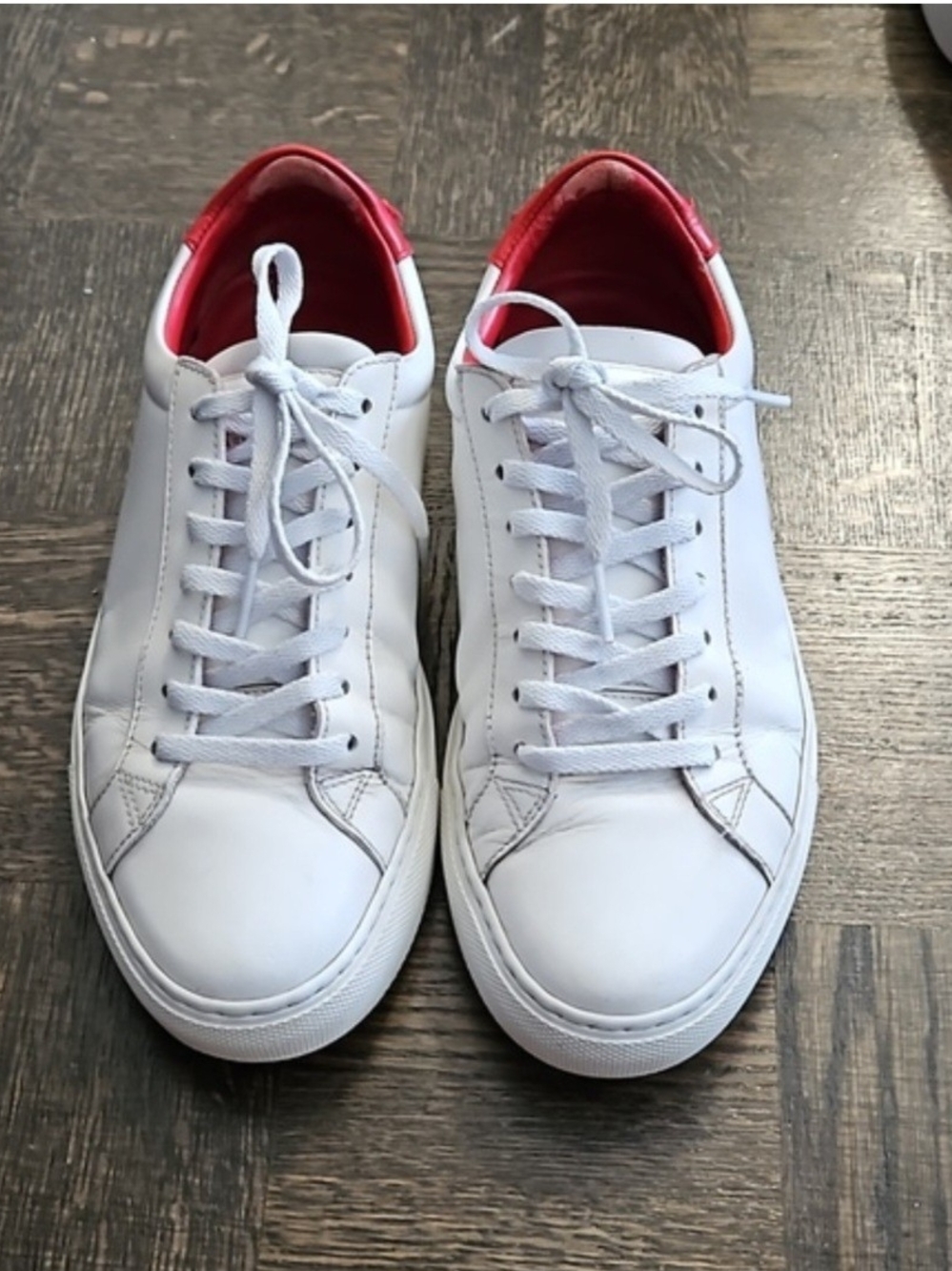 Givenchy White Leather Sneakers with Red Heel Tab